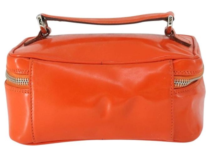 Bamboo Borsa a mano Vanity in bambù GUCCI in vernice arancione argento 032 1956 0151 Auth 170518 - vista 2