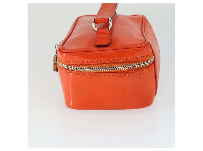 Bamboo Borsa a mano Vanity in bambù GUCCI in vernice arancione argento 032 1956 0151 Auth 170518 - vista 3