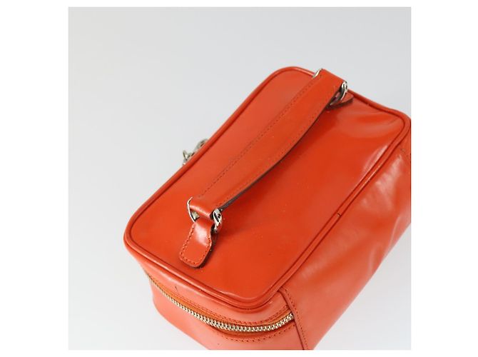 Bamboo Borsa a mano Vanity in bambù GUCCI in vernice arancione argento 032 1956 0151 Auth 170518 - vista 6