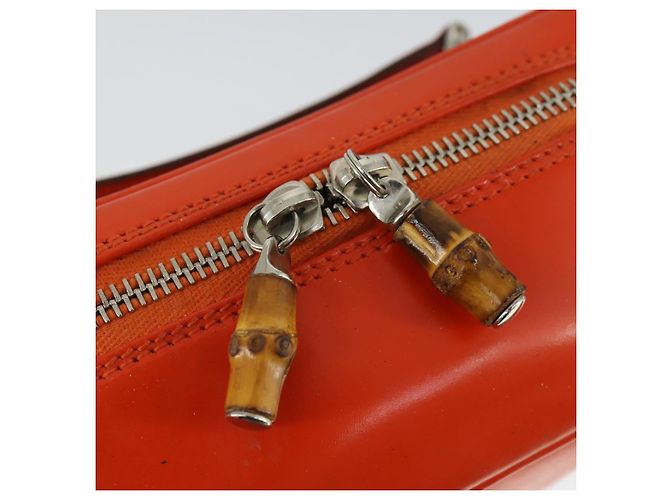 Bamboo Borsa a mano Vanity in bambù GUCCI in vernice arancione argento 032 1956 0151 Auth 170518 - vista 9