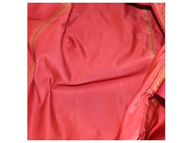 Borsa Boston PRADA Nylon 2way Rossa Argento Auth 169109 Rosso - vista 11