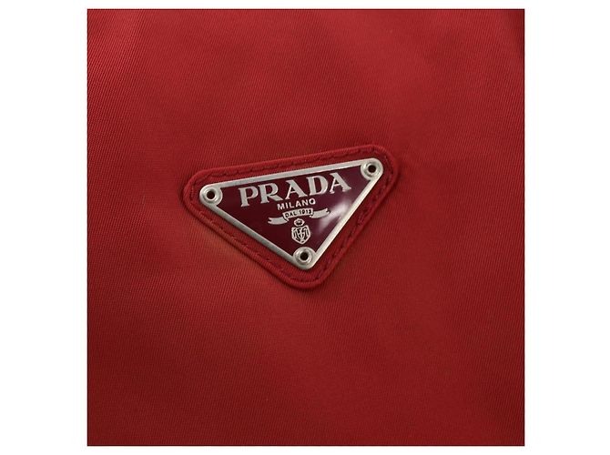Borsa Boston PRADA Nylon 2way Rossa Argento Auth 169109 Rosso - vista 19
