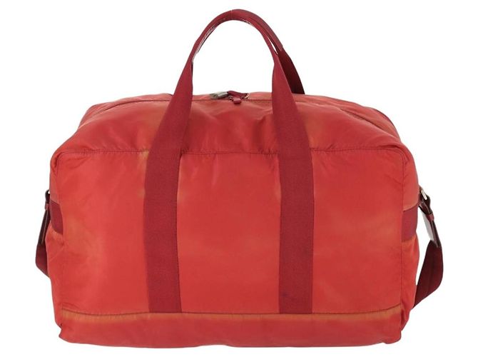 Borsa Boston PRADA Nylon 2way Rossa Argento Auth 169109 Rosso - vista 2
