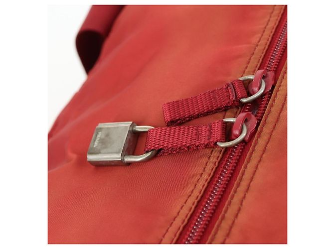 Borsa Boston PRADA Nylon 2way Rossa Argento Auth 169109 Rosso - vista 21