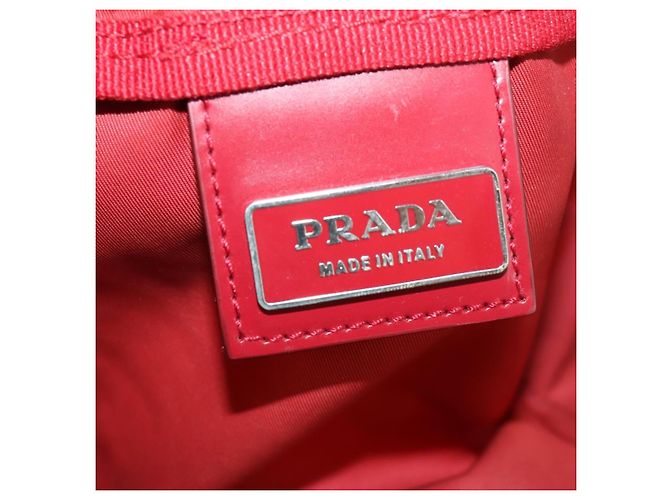 Borsa Boston PRADA Nylon 2way Rossa Argento Auth 169109 Rosso - vista 24