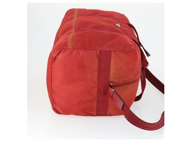 Borsa Boston PRADA Nylon 2way Rossa Argento Auth 169109 Rosso - vista 3