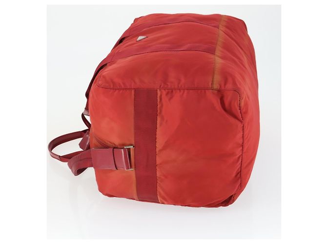 Borsa Boston PRADA Nylon 2way Rossa Argento Auth 169109 Rosso - vista 4