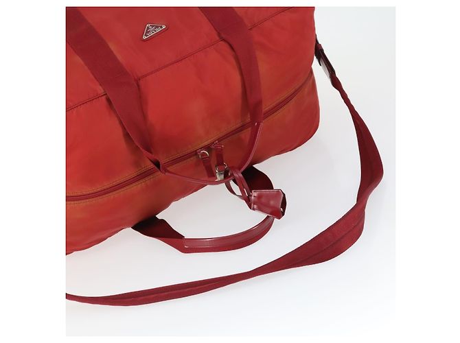 Borsa Boston PRADA Nylon 2way Rossa Argento Auth 169109 Rosso - vista 7