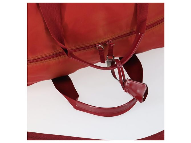 Borsa Boston PRADA Nylon 2way Rossa Argento Auth 169109 Rosso - vista 8