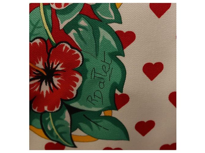 Hermès HERMES Carre 90 Schal ""JUNGLE LOVE"" Seide Weiß Auth am10795SAM - Ansicht 12