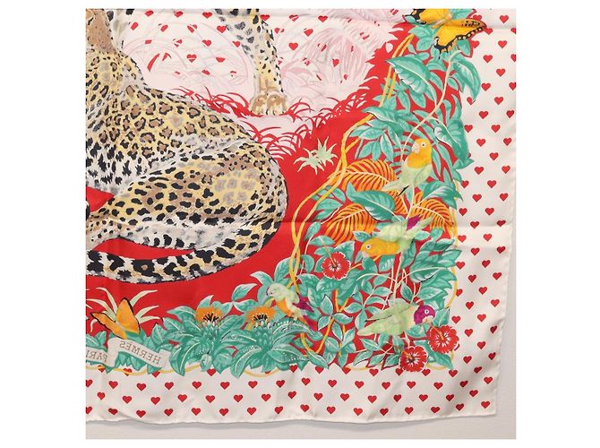 Hermès HERMES Carre 90 Schal ""JUNGLE LOVE"" Seide Weiß Auth am10795SAM - Ansicht 22