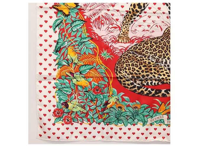 Hermès HERMES Carre 90 Schal ""JUNGLE LOVE"" Seide Weiß Auth am10795SAM - Ansicht 8