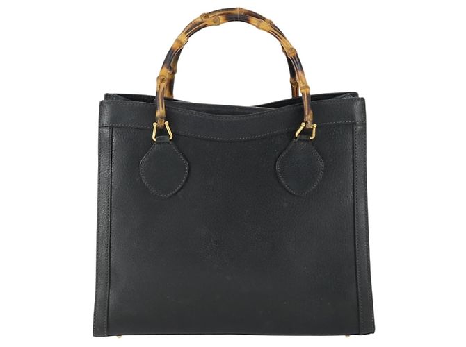 Borsa a mano in pelle Gucci Bamboo nera e oro 002 123 0260 Auth ep13295 Nero D'oro - vista 13