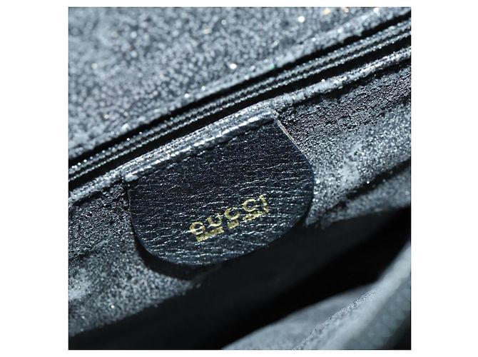 Borsa a mano in pelle Gucci Bamboo nera e oro 002 123 0260 Auth ep13295 Nero D'oro - vista 19