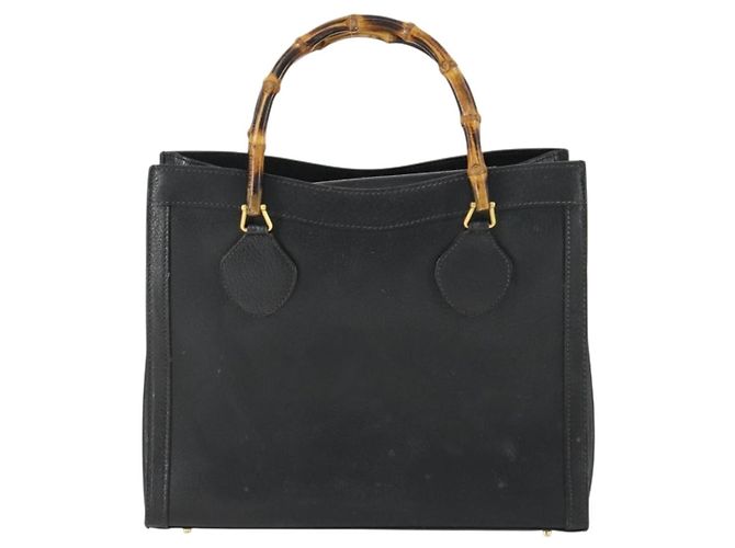 Borsa a mano in pelle Gucci Bamboo nera e oro 002 123 0260 Auth ep13295 Nero D'oro - vista 2