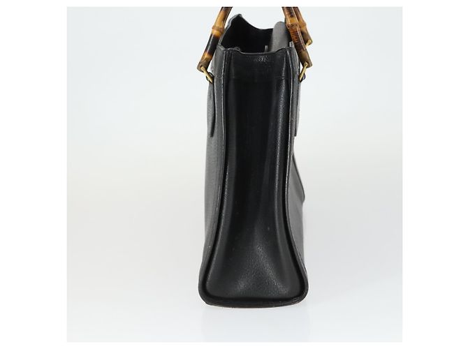 Borsa a mano in pelle Gucci Bamboo nera e oro 002 123 0260 Auth ep13295 Nero D'oro - vista 3