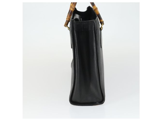 Borsa a mano in pelle Gucci Bamboo nera e oro 002 123 0260 Auth ep13295 Nero D'oro - vista 4