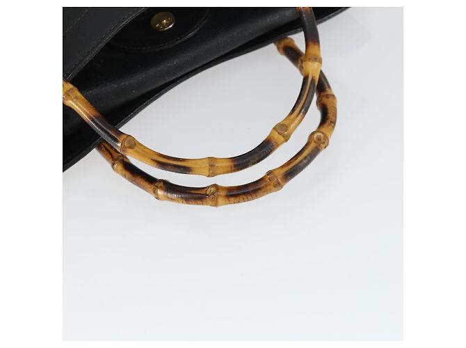 Borsa a mano in pelle Gucci Bamboo nera e oro 002 123 0260 Auth ep13295 Nero D'oro - vista 7