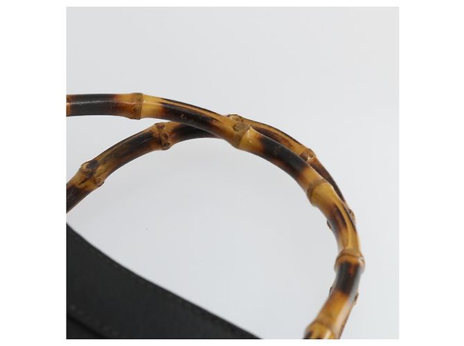 Borsa a mano in pelle Gucci Bamboo nera e oro 002 123 0260 Auth ep13295 Nero D'oro - vista 8