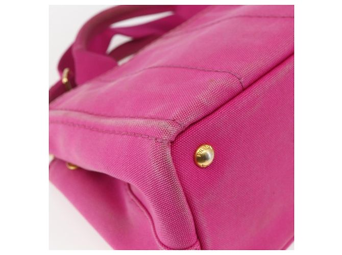 PRADA Canapa PM Borsa a mano in tela 2way Rosa Oro Auth ka2235 D'oro - vista 10