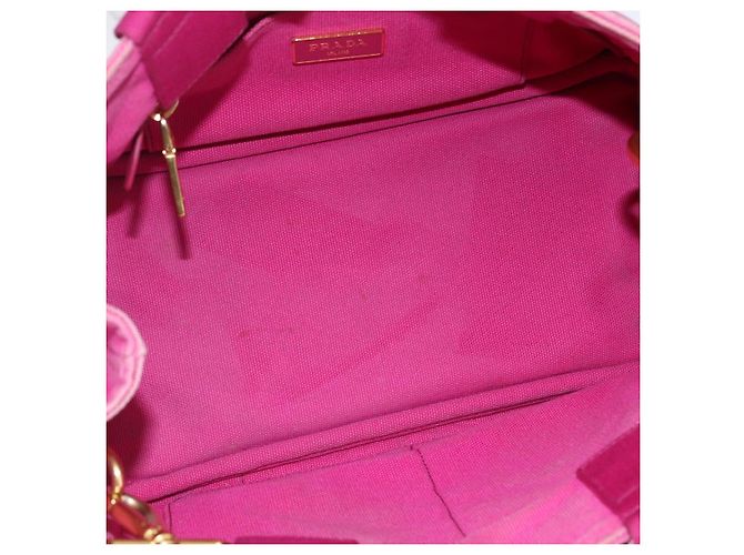 PRADA Canapa PM Borsa a mano in tela 2way Rosa Oro Auth ka2235 D'oro - vista 11