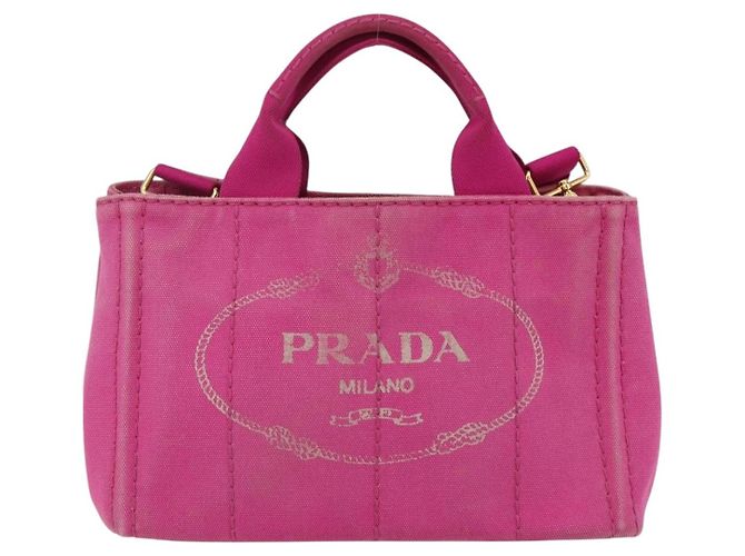 PRADA Canapa PM Borsa a mano in tela 2way Rosa Oro Auth ka2235 D'oro - vista 13
