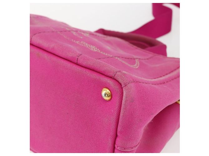 PRADA Canapa PM Borsa a mano in tela 2way Rosa Oro Auth ka2235 D'oro - vista 15