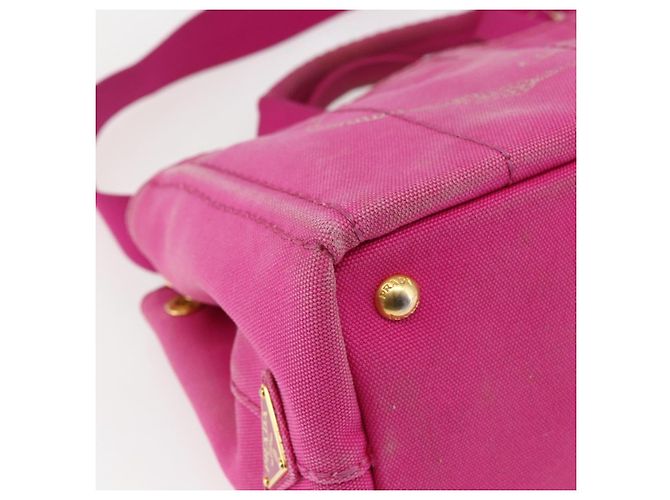 PRADA Canapa PM Borsa a mano in tela 2way Rosa Oro Auth ka2235 D'oro - vista 16