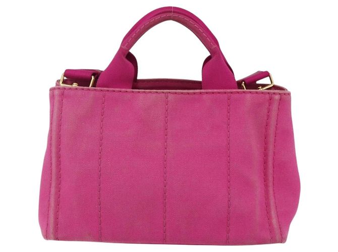 PRADA Canapa PM Borsa a mano in tela 2way Rosa Oro Auth ka2235 D'oro - vista 2