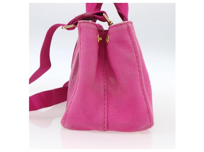 PRADA Canapa PM Borsa a mano in tela 2way Rosa Oro Auth ka2235 D'oro - vista 4