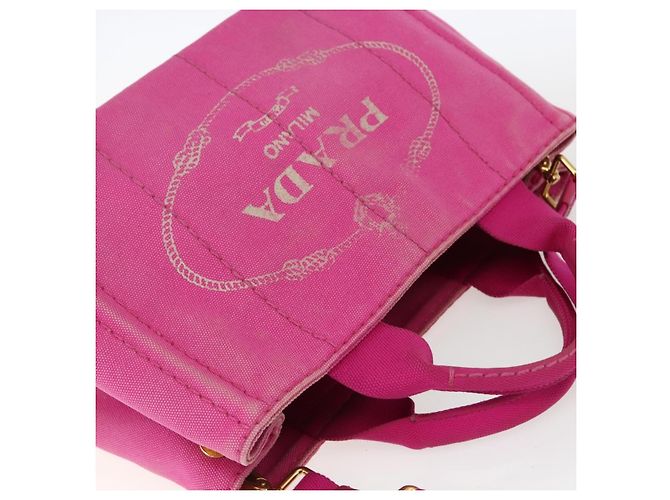 PRADA Canapa PM Borsa a mano in tela 2way Rosa Oro Auth ka2235 D'oro - vista 6