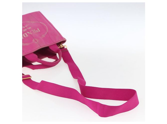 PRADA Canapa PM Borsa a mano in tela 2way Rosa Oro Auth ka2235 D'oro - vista 9