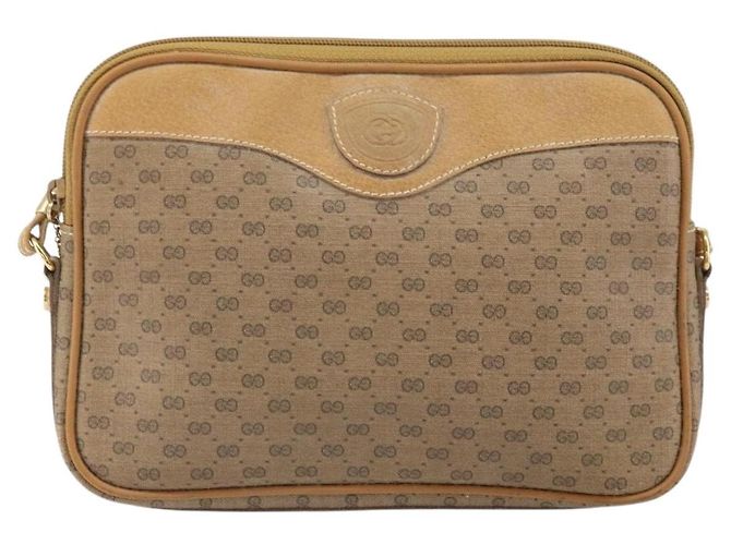 Gucci Borsa a Spalla Micro GG Supreme PVC Beige Oro Auth ep13139 D'oro - vista 13