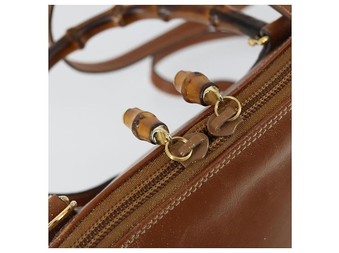 Borsa a mano in pelle Gucci Bamboo 2way marrone oro 000 122 0290 Auth 168572 D'oro - vista 10