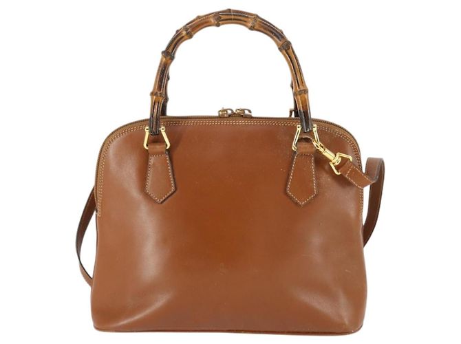 Borsa a mano in pelle Gucci Bamboo 2way marrone oro 000 122 0290 Auth 168572 D'oro - vista 13