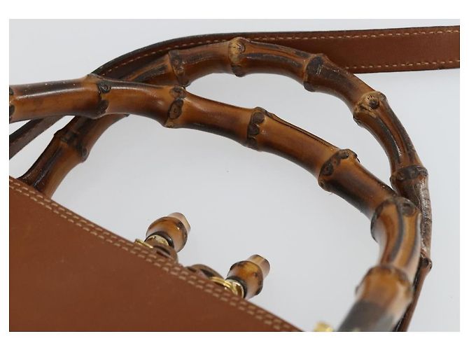 Borsa a mano in pelle Gucci Bamboo 2way marrone oro 000 122 0290 Auth 168572 D'oro - vista 15