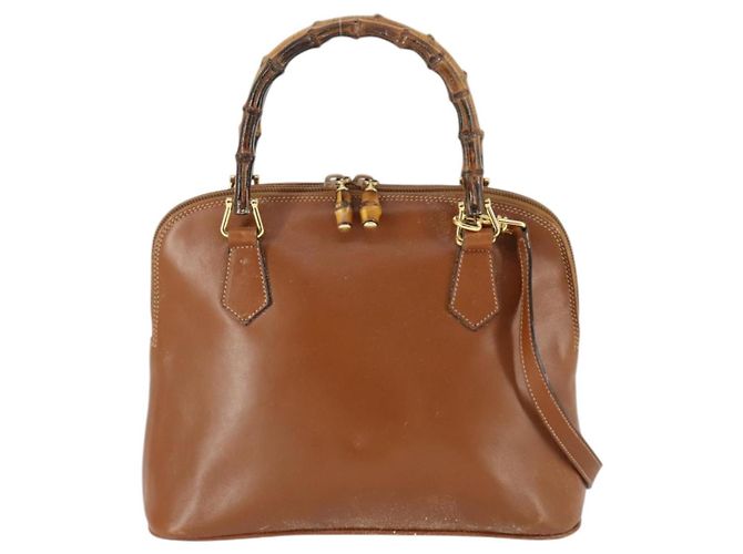 Borsa a mano in pelle Gucci Bamboo 2way marrone oro 000 122 0290 Auth 168572 D'oro - vista 2