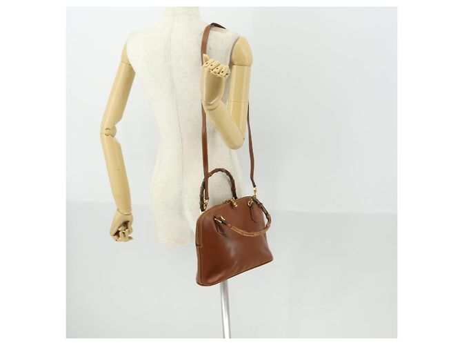 Borsa a mano in pelle Gucci Bamboo 2way marrone oro 000 122 0290 Auth 168572 D'oro - vista 24
