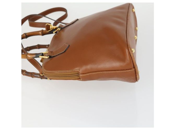 Borsa a mano in pelle Gucci Bamboo 2way marrone oro 000 122 0290 Auth 168572 D'oro - vista 4