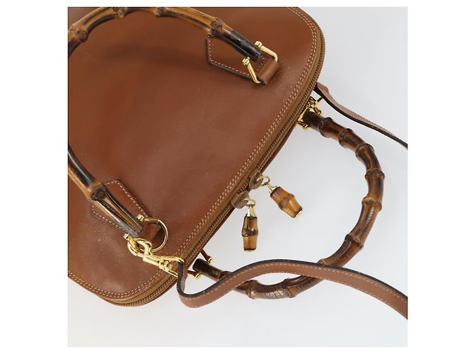 Borsa a mano in pelle Gucci Bamboo 2way marrone oro 000 122 0290 Auth 168572 D'oro - vista 6