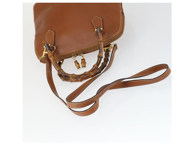 Borsa a mano in pelle Gucci Bamboo 2way marrone oro 000 122 0290 Auth 168572 D'oro - vista 7