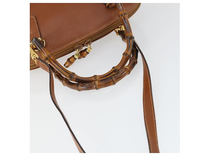 Borsa a mano in pelle Gucci Bamboo 2way marrone oro 000 122 0290 Auth 168572 D'oro - vista 8