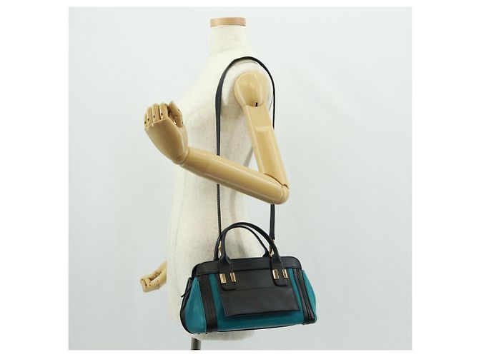 Chloé Borsa a mano Chloe Alice in pelle 2 vie blu oro Auth 170574V D'oro - vista 24