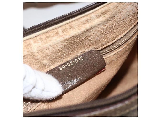 Borsa Gucci GG Supreme Web Sherry Line in PVC Beige Rosso 89 02 032 Auth ti3672 - vista 12