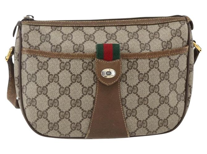Borsa Gucci GG Supreme Web Sherry Line in PVC Beige Rosso 89 02 032 Auth ti3672 - vista 13
