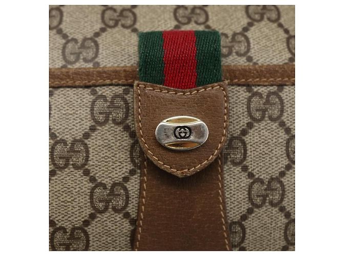 Borsa Gucci GG Supreme Web Sherry Line in PVC Beige Rosso 89 02 032 Auth ti3672 - vista 17