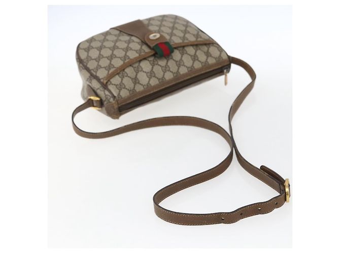 Borsa Gucci GG Supreme Web Sherry Line in PVC Beige Rosso 89 02 032 Auth ti3672 - vista 7