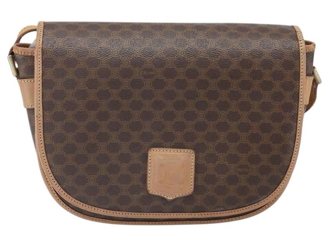 Céline Borsa a spalla in tela Macadam CELINE in pelle PVC marrone oro Auth 170119 D'oro - vista 13