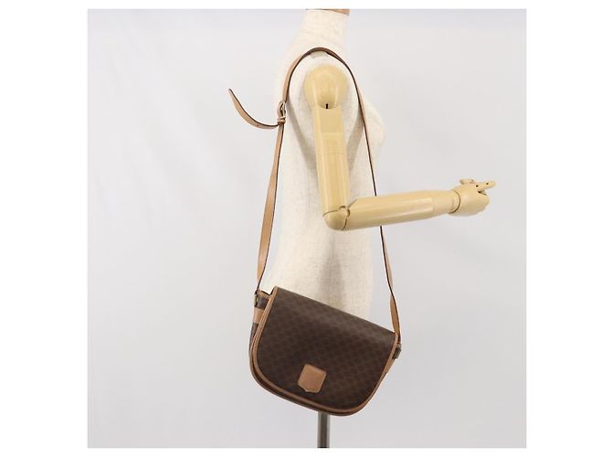 Céline Borsa a spalla in tela Macadam CELINE in pelle PVC marrone oro Auth 170119 D'oro - vista 23