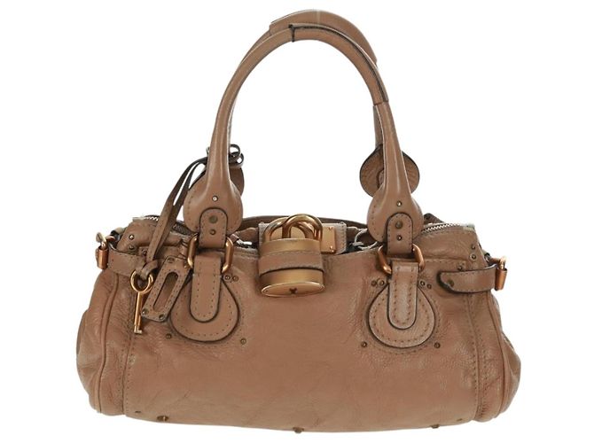 Chloé Borsa a mano Chloe Paddington in pelle marrone oro argento Auth BA10547SV D'oro - vista 2